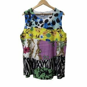 Inoah Womens Chain Link Print‎ Tank Top Size XL Colorful Wearable Art Whimsical